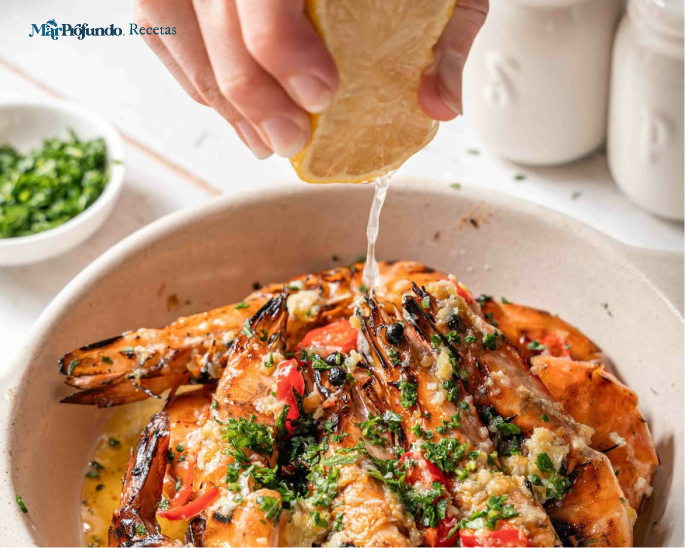 Camarones a la Parrilla con Ajo, Limón y Perejil